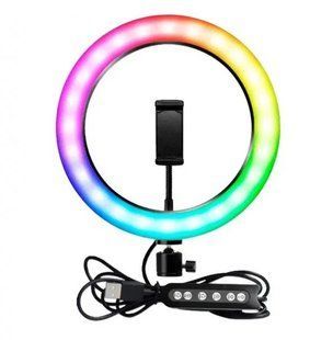Лампа кільцева різнобарвна MJ26 RGB LED RING без штатива 26 см MJ26 RGB фото