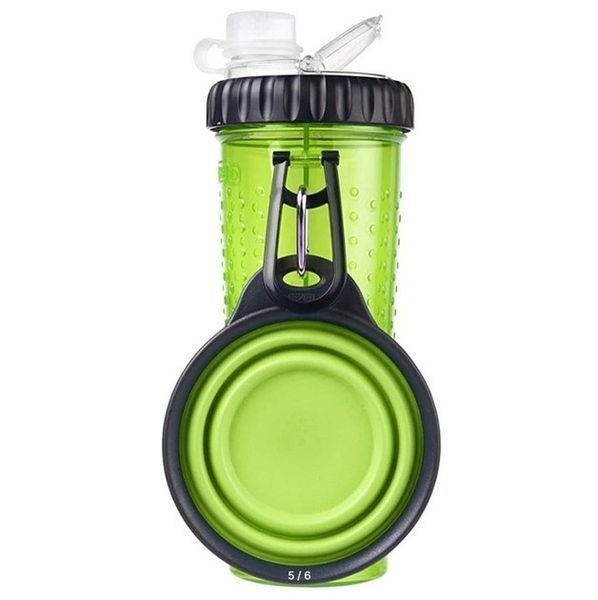 Пляшка подвійна для води та корму зі складною мискою для собак та кішок Pet Drink Bottle PET DRINK BOTTLE фото