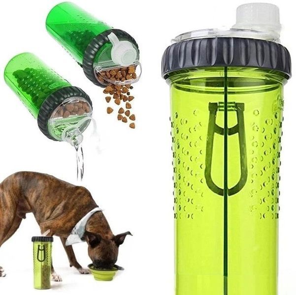 Пляшка подвійна для води та корму зі складною мискою для собак та кішок Pet Drink Bottle PET DRINK BOTTLE фото